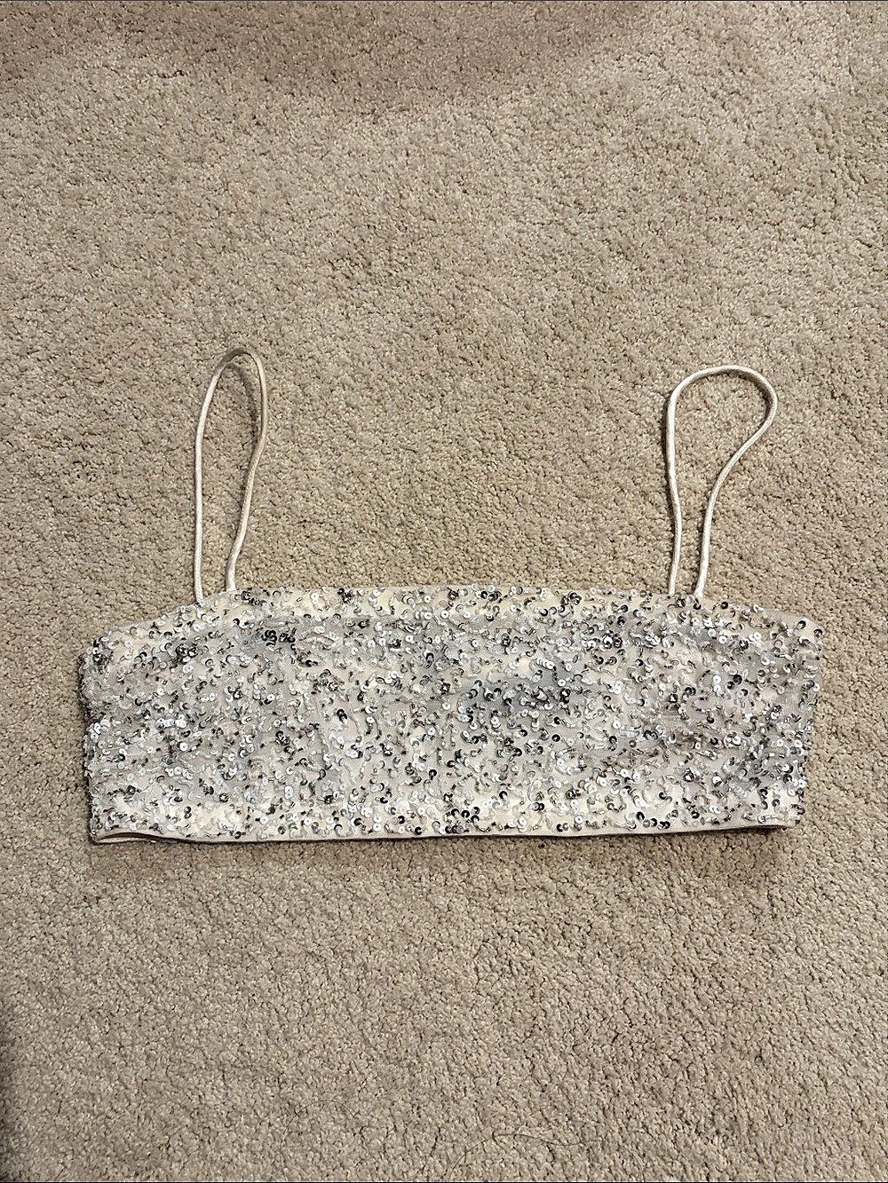 Retrofete Sequin Top White Crop Top Small